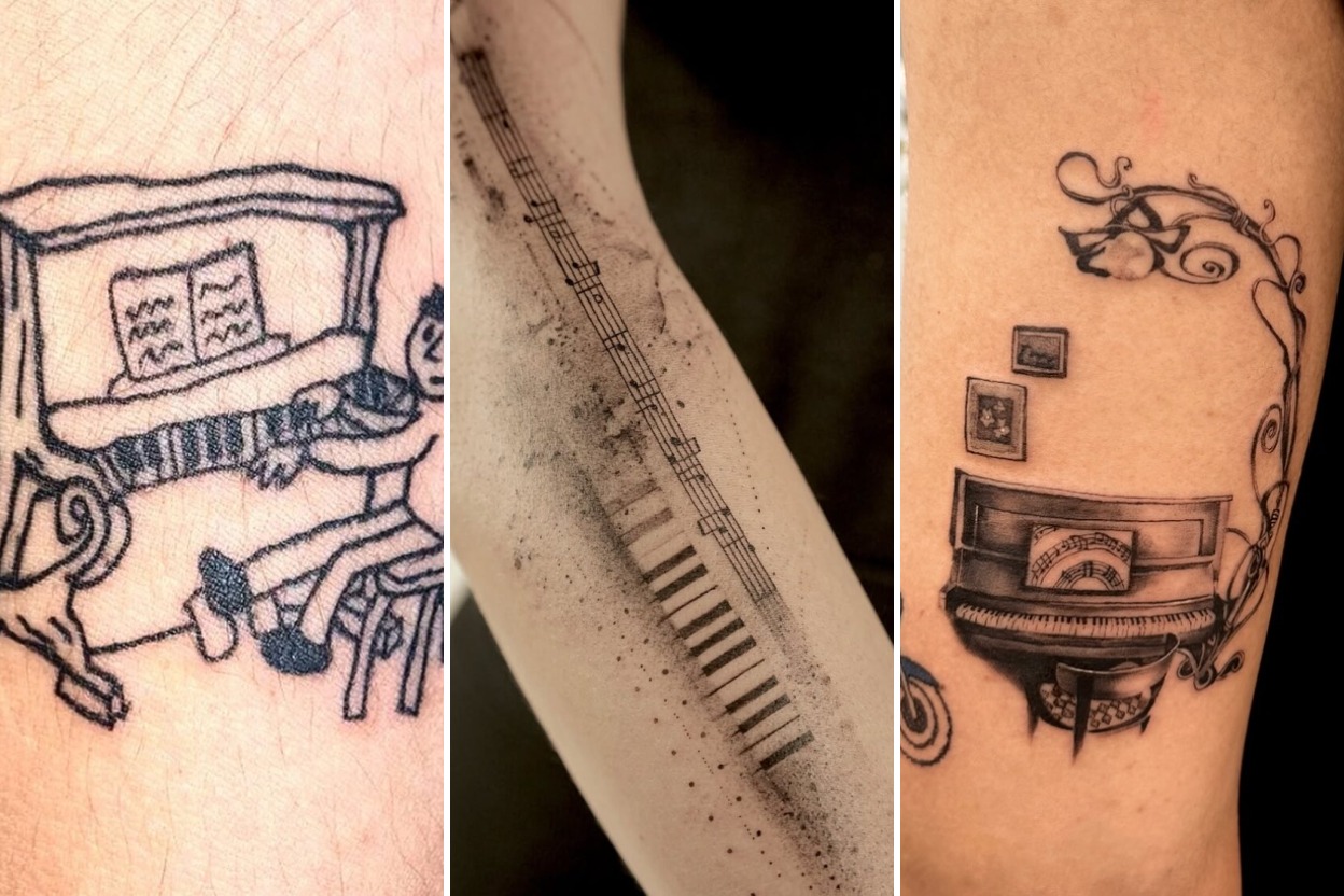 35+ Piano Tattoo Ideas Harmonizing Classical Elegance and Musical Passion Featured 3-Panel Lookbook Collage