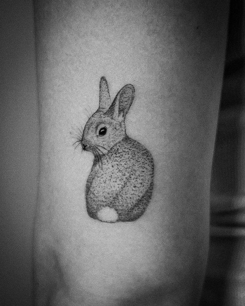 Charming black and white rabbit tattoo design Tattoo on skin