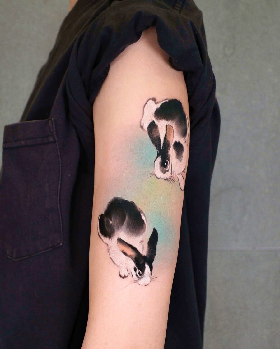 Elegant black and white rabbit tattoos for all Tattoo on skin