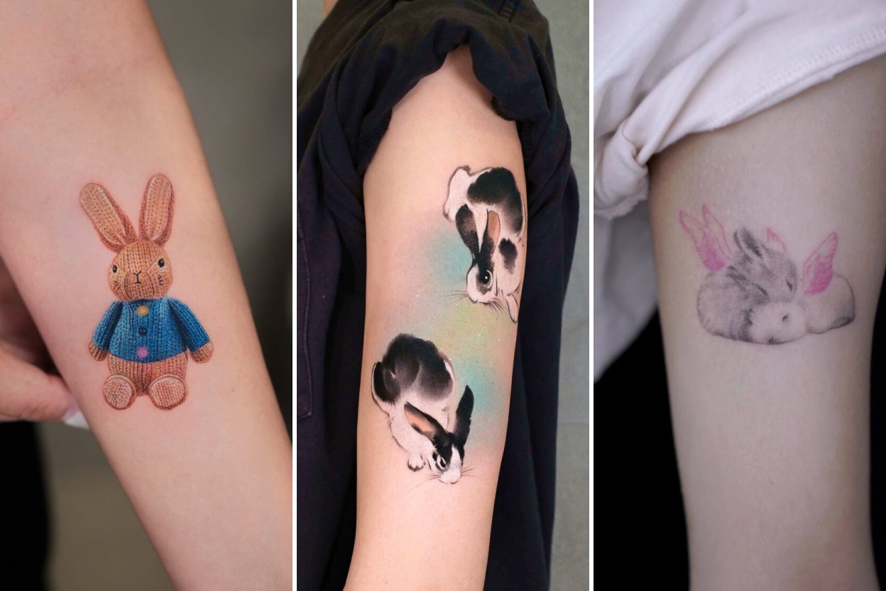 35+ Rabbit Tattoo Ideas Leaping With Gentle Woodland Grace Featured 3-Panel Lookbook Collage