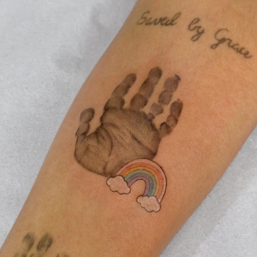 Emotional tribute through rainbow baby tattoo Tattoo on skin