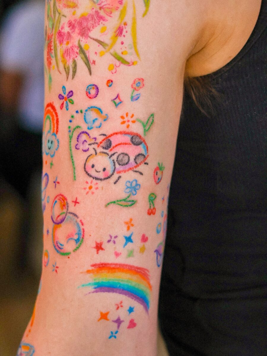 Playful and colorful rainbow baby tattoos showcased here Tattoo on skin