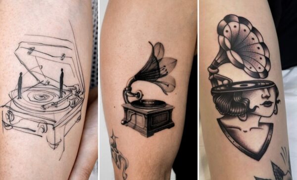 35+ Record Player Tattoo Ideas Spinning Timeless Vintage Vinyl Grooves