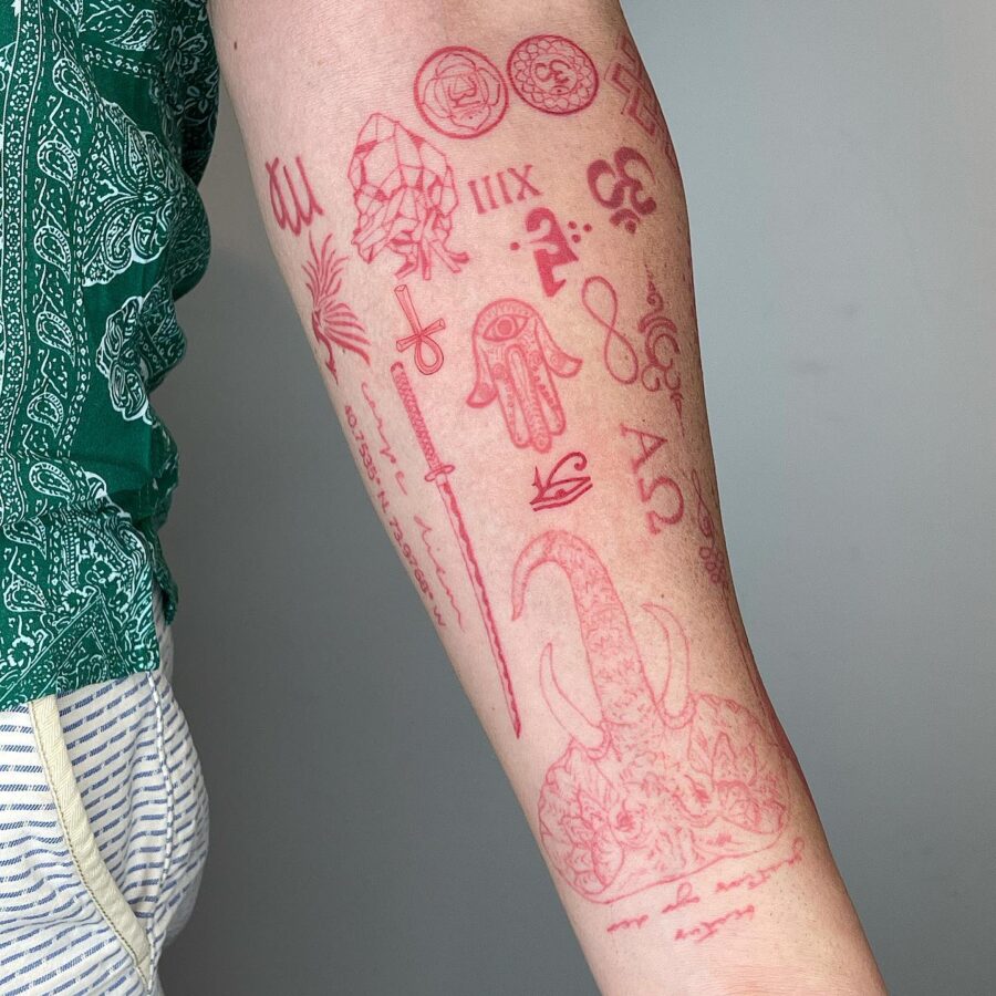 Explore vibrant red ink tattoo artistry today Tattoo on skin