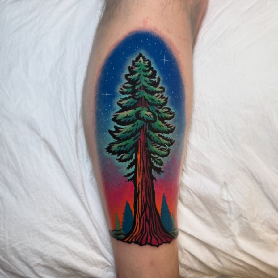 Captivating vibrant redwood tree tattoo inspiration Tattoo on skin