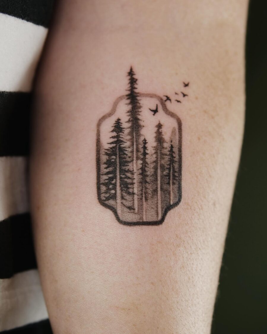 Intricate blackwork redwood tree tattoo design Tattoo on skin