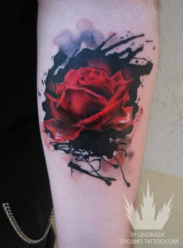 Black and red rose tattoo Tattoo on skin