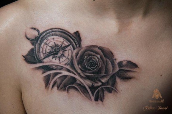 Compass rose Tattoo on skin