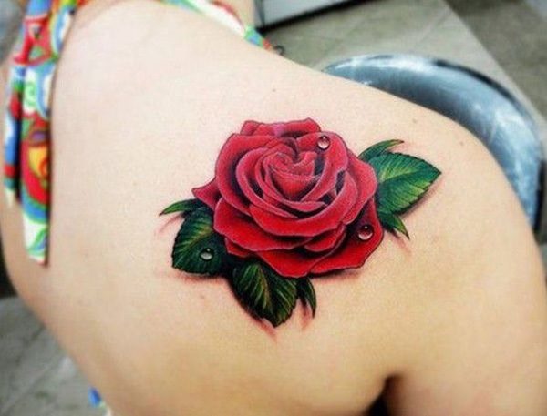 Small Rose tattoo on woman&rsquo;s shoulder Tattoo on skin