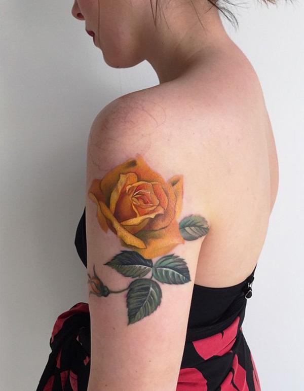 Yellow rose tattoo Tattoo on skin