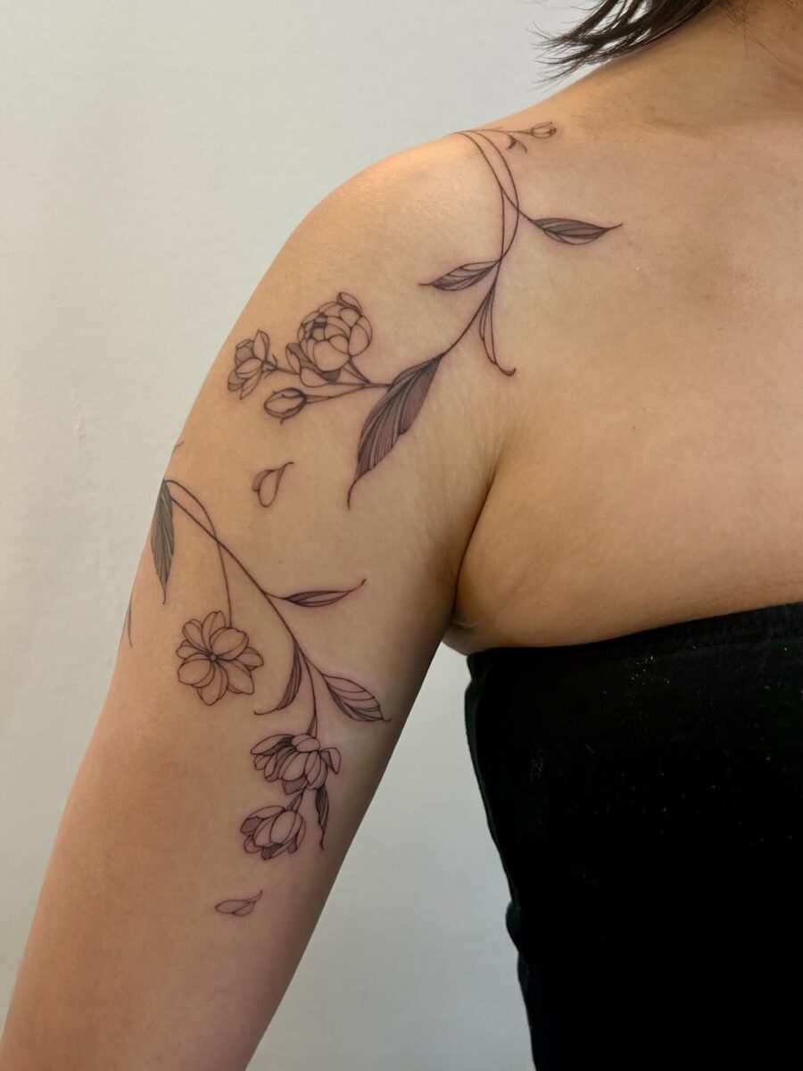 Delicate Sampaguita Flower Tattoo Design Detail Tattoo on skin