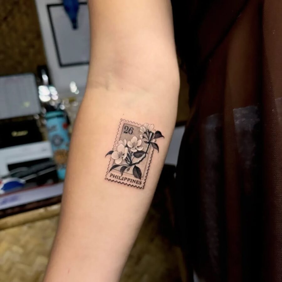 Stylish Sampaguita Stamp Tattoo Inspiration Tattoo on skin
