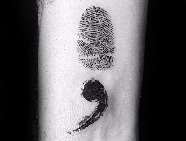 Sketchy Semicolon with a Fingerprint Semicolon Tattoos Tattoo on skin