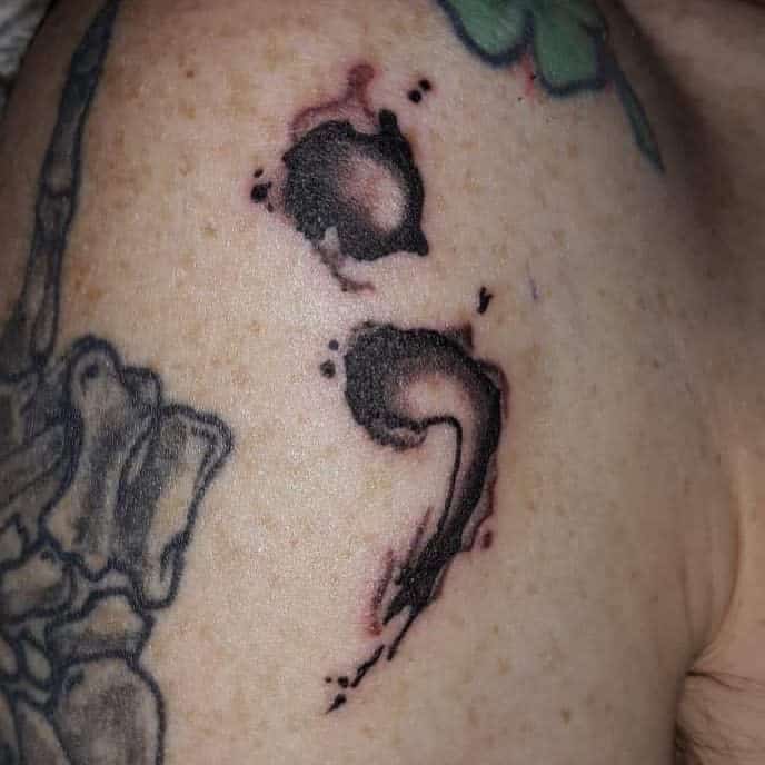 semicolon-tattoo-22 Tattoo on skin