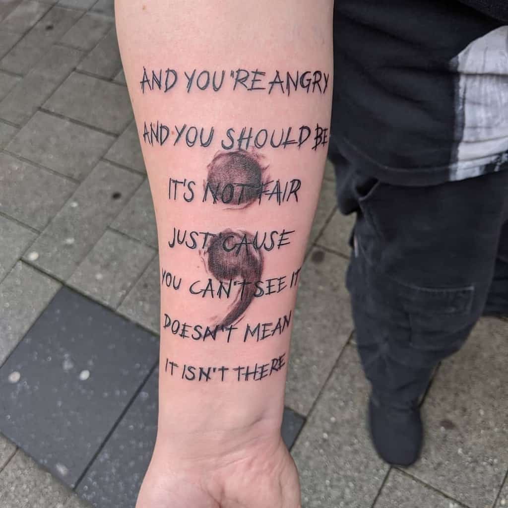 semicolon tattoo Tattoo on skin