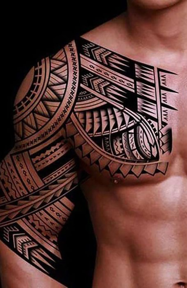 Aztec Inspired Wrapped Line Shoulder Tattoos Tattoo on skin