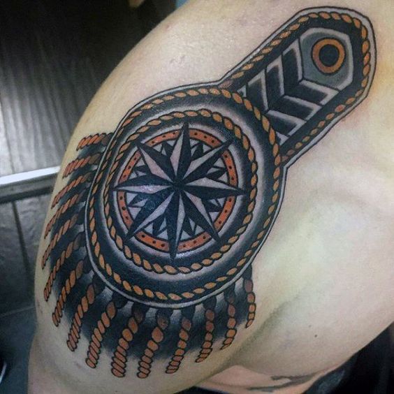 Roped Star Western Design Shoulder Tattoos Tattoo on skin