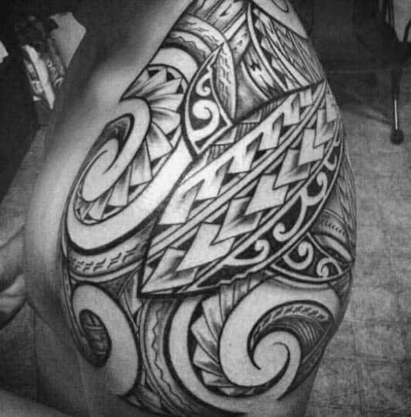Simple Aztec Line Design Shoulder Tattoos Tattoo on skin