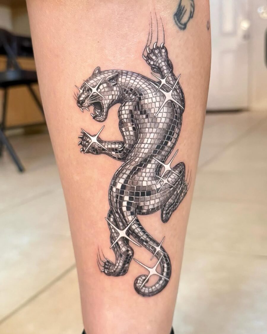 Dynamic silver ink panther tattoo design Tattoo on skin