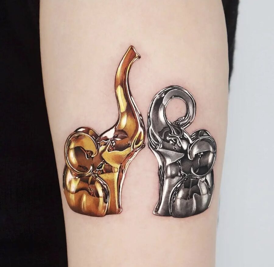 Stunning silver and gold ink tattoo design silver ink tattoos