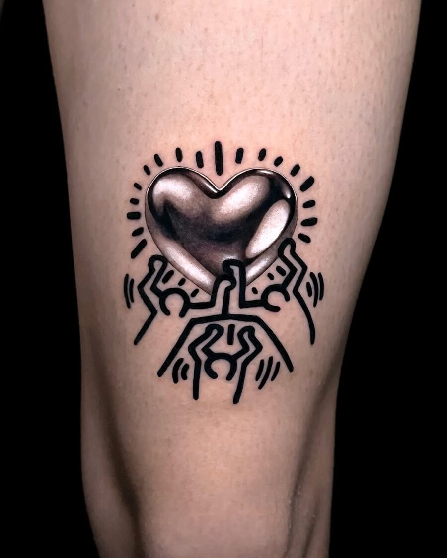 Stunning Silver Ink Heart Tattoo Design Tattoo on skin