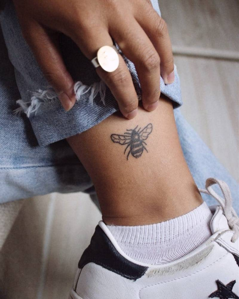 Cute Simple Small Bee Tattoo Tattoo on skin