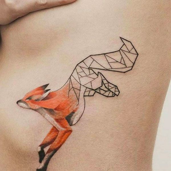 Geometric Fox Colorful Tattoo Tattoo on skin