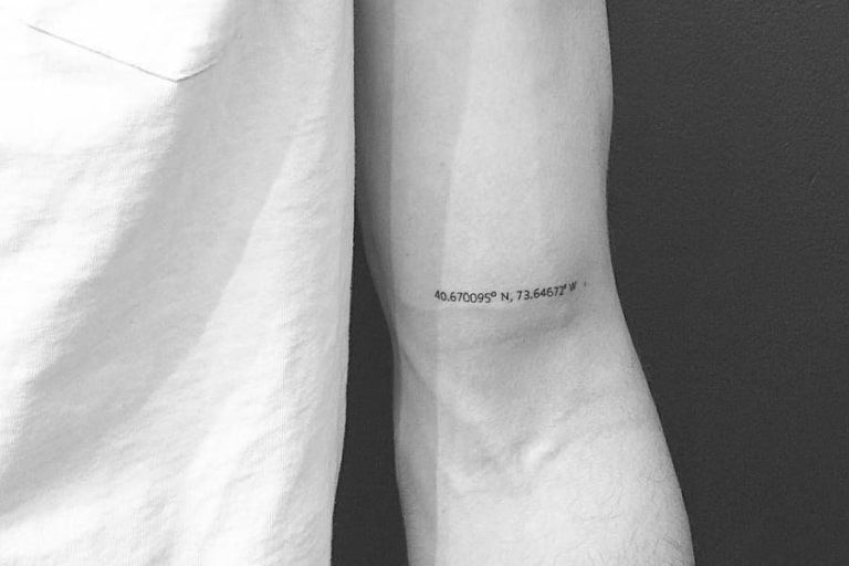 Minimalist Coordinates Text Simple Tattoos Tattoo on skin