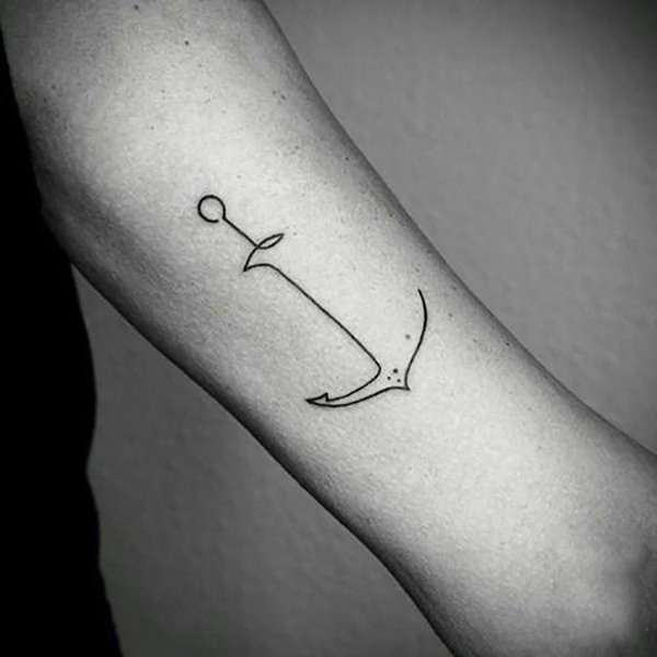 Simple Anchor Tattoo Line Minimalist Tattoo Tattoo on skin