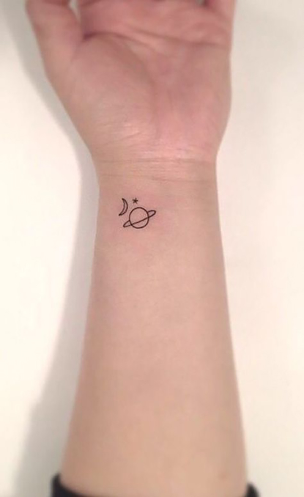 Simple Cute Outer Space Tattoo Tattoo on skin