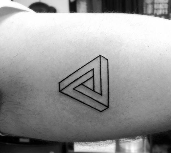 Simple Modern Triangle Illusion Tattoo Tattoo on skin