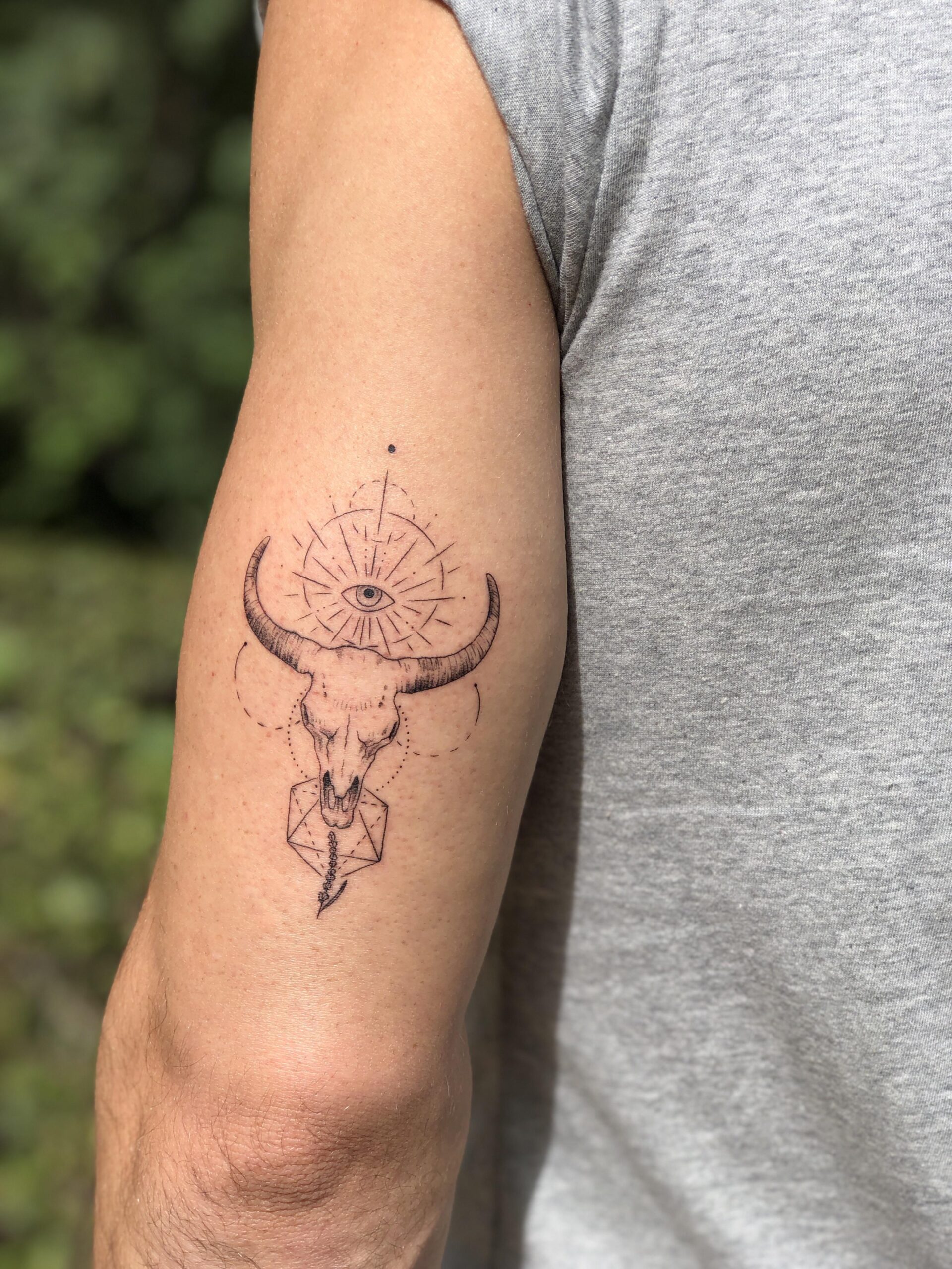Simple Spiritual Geometric Skull Tattoo Tattoo on skin