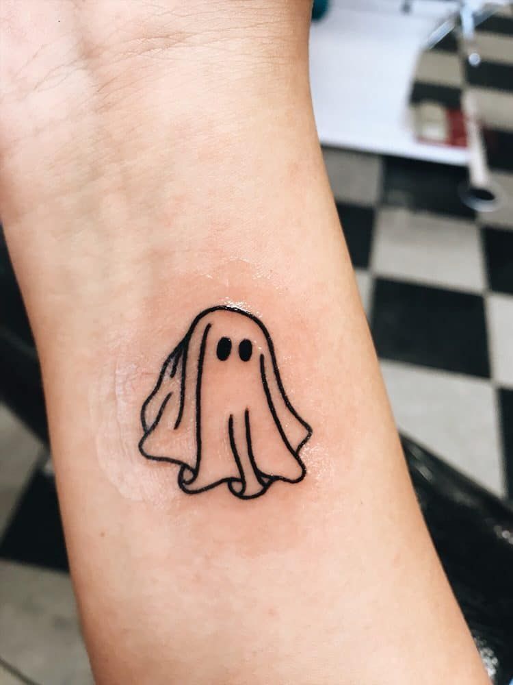 Simple Spooky Ghost Sheet Tattoo Tattoo on skin