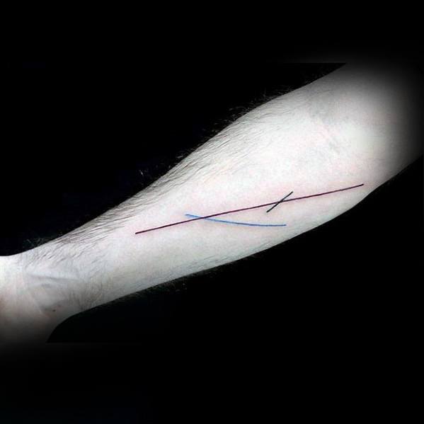 Three Intersecting Lines Simple Tattoo Tattoo on skin