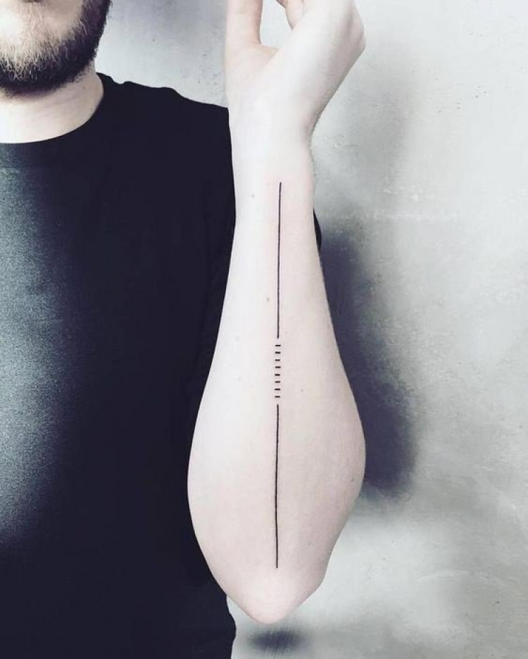 Vertical and Horizontal Lines Tattoo Tattoo on skin