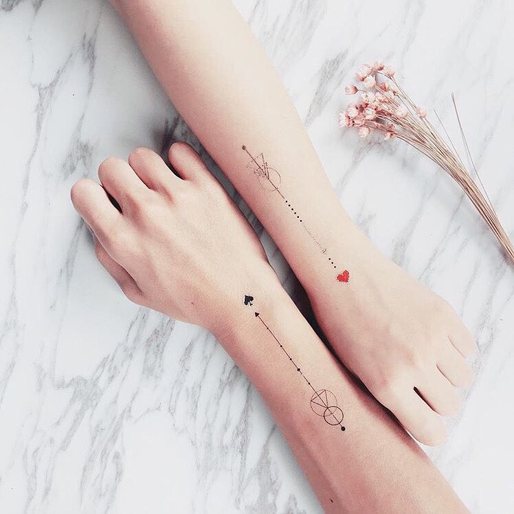 Basic Arrow Matching Sister Tattoos sister tattoos