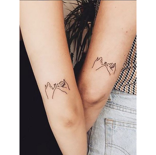 Black Pinky Promise Outline Tattoo Tattoo on skin