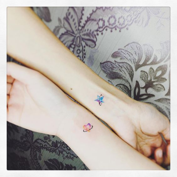 Dainty Star Heart Tattoos Tattoo on skin