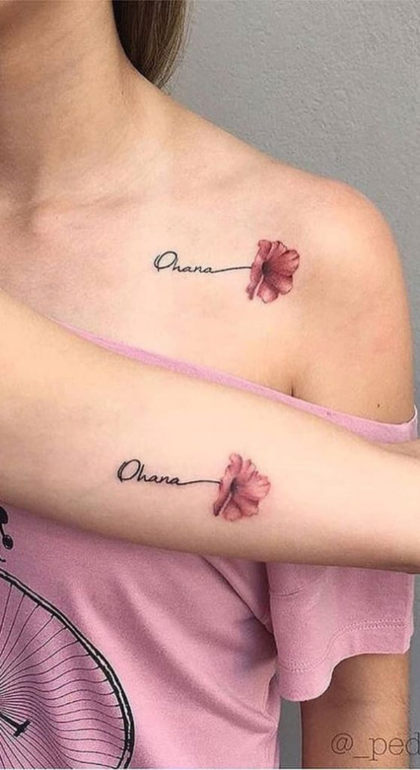 Pink Ohana Flower Tattoo Design Tattoo on skin