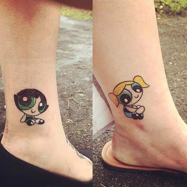 PowerPuff Girls Sister Tattoo Design Tattoo on skin