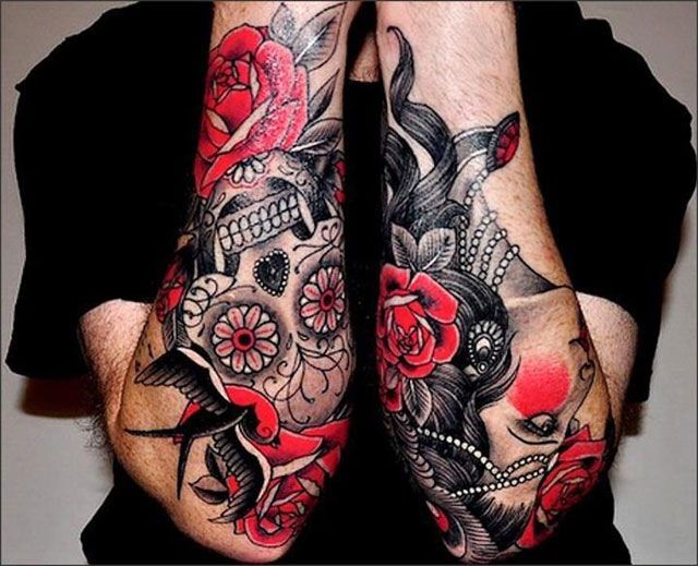 Cool skull tattoo on guy’s arm Tattoo on skin