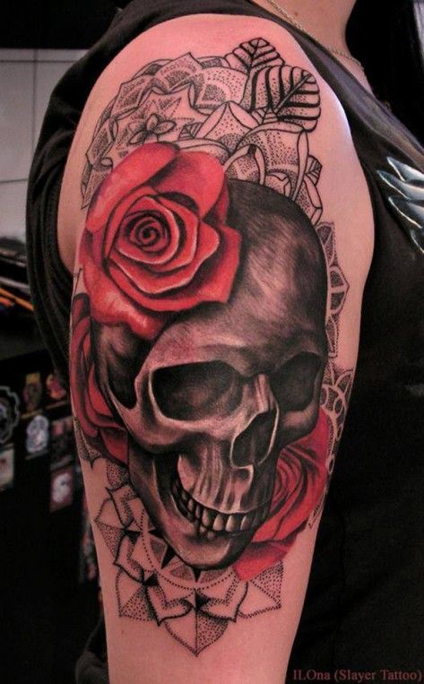 Cool skull tattoo on guy’s arm Tattoo on skin