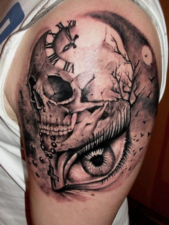 Intriguing skull tattoo idea on a buy’s arm Tattoo on skin