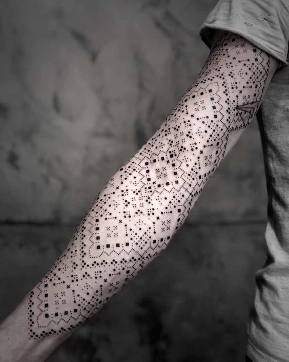 Dotted Doily Sleeve Wrap Sleeve Tattoo Tattoo on skin