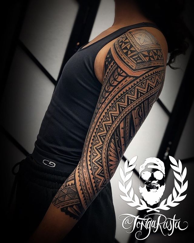 Geometric Patterned Three Quarter Sleeve Tattoo Tattoo on skin