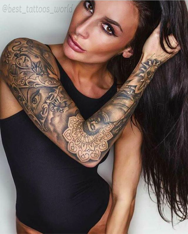 Mystical Cosmic Mandala Sleeve Tattoo Tattoo on skin