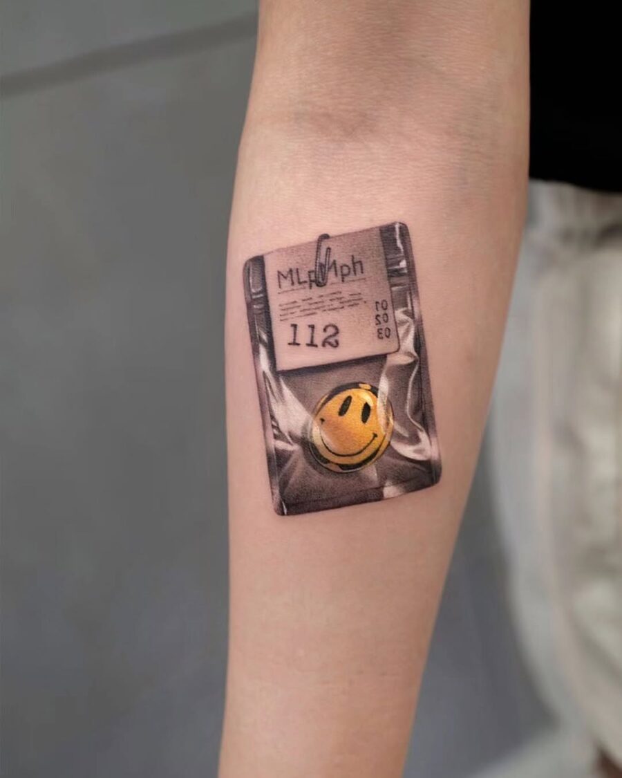 Playful twist on classic smiley face tattoos Tattoo on skin