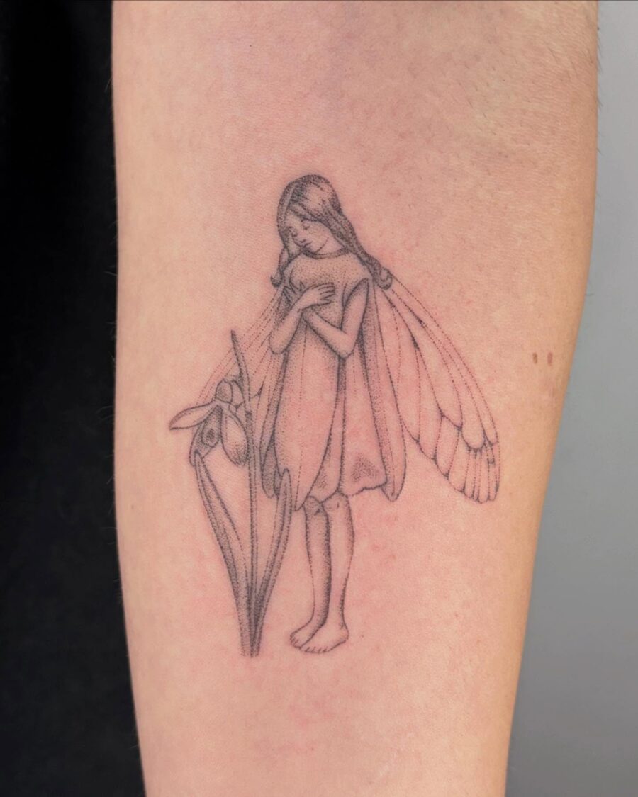 Elegant snowdrop fairy tattoo design inspiration Tattoo on skin