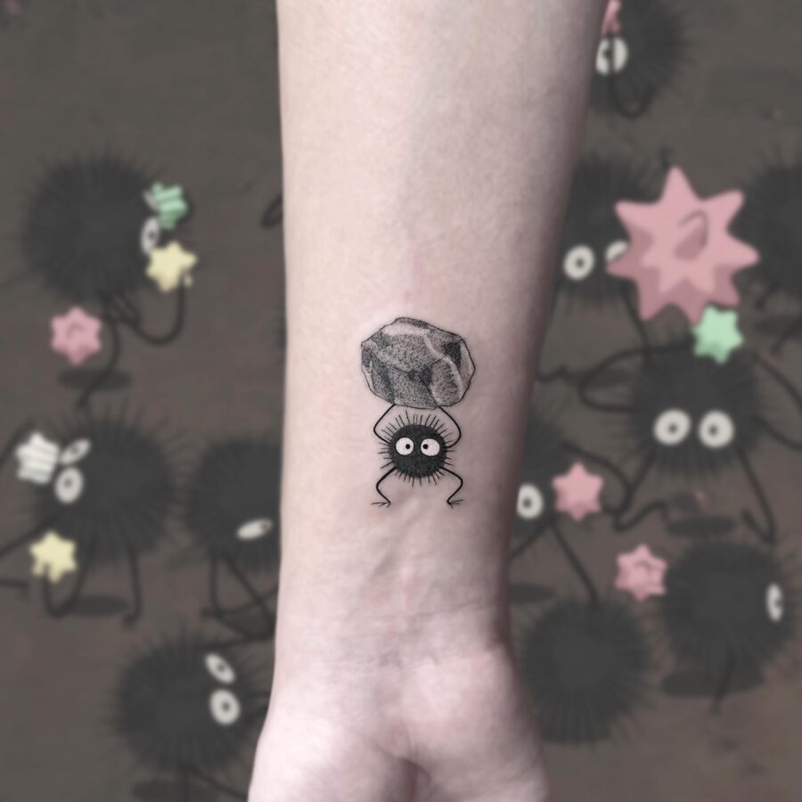 Adorable rock spirit tattoo in minimalist style Tattoo on skin