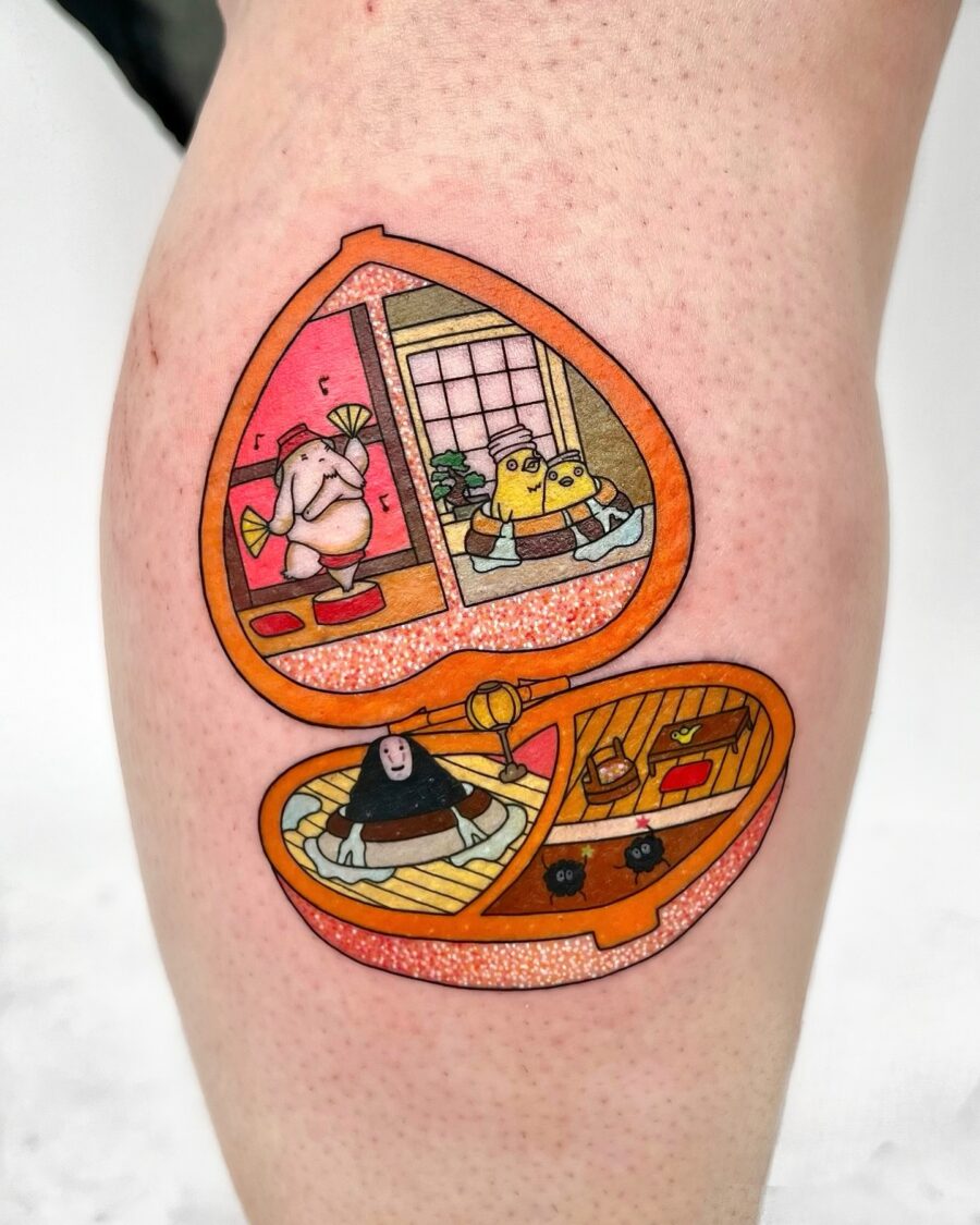 Charming Spirited Away Tattoo with Iconic Characters Tattoo on skin
